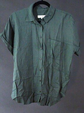 LOFT Gray-Green Button-Up Blouse